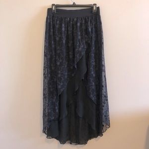 Free People Black Embroidered Skirt